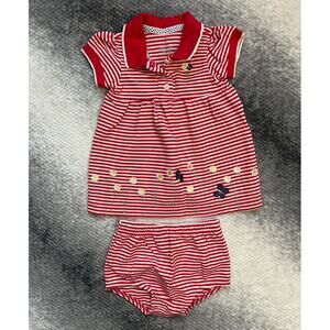 Carter's 6 Month 2 Piece Striped Butterfly Embroidered Flower Dress with Bloomer